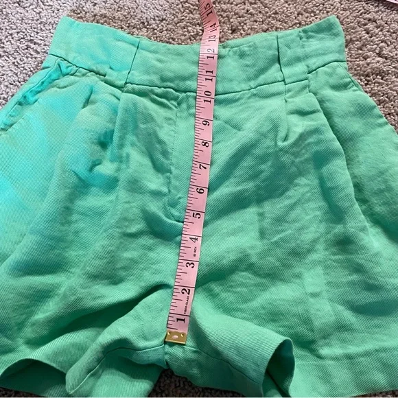 Reiss Gracey Tailored Pleated Linen Blend Shorts Green Size 4 - Picture 12 of 13